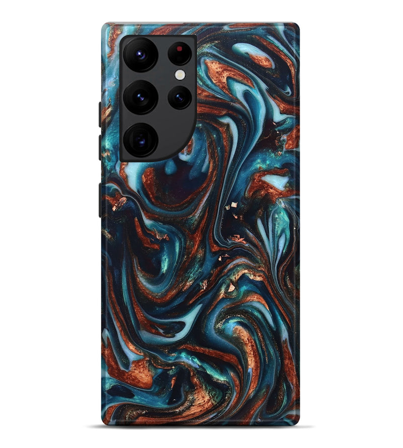 Galaxy S22 Ultra ResinArt Live Edge Phone Case - Kaleb (Teal & Gold, 820741)