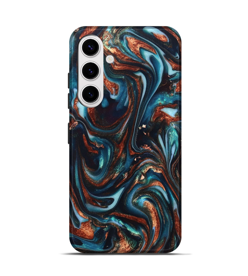 Galaxy S25 ResinArt Live Edge Phone Case - Kaleb (Teal & Gold, 820741)