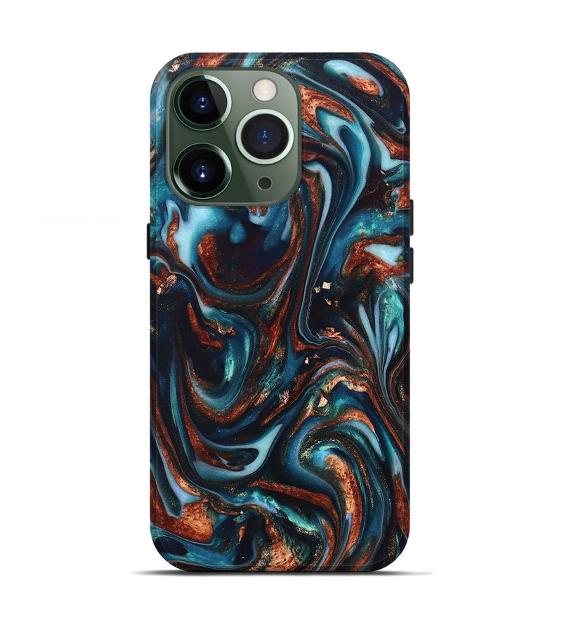 iPhone 13 Pro ResinArt Live Edge Phone Case - Kaleb (Teal & Gold, 820741)