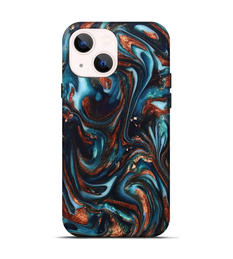 iPhone 14 ResinArt Live Edge Phone Case - Kaleb (Teal & Gold, 820741)