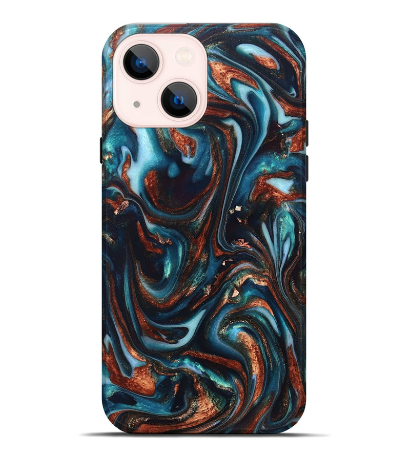 iPhone 14 Plus ResinArt Live Edge Phone Case - Kaleb (Teal & Gold, 820741)