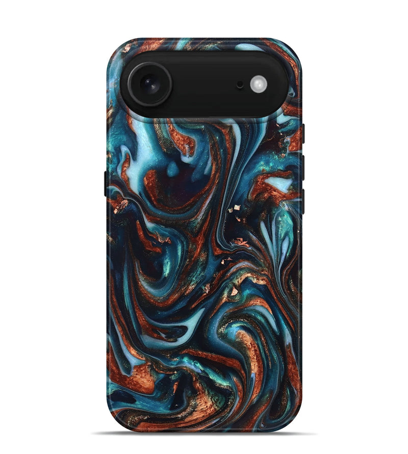 iPhone 17 Air ResinArt Live Edge Phone Case - Kaleb (Teal & Gold, 820741)