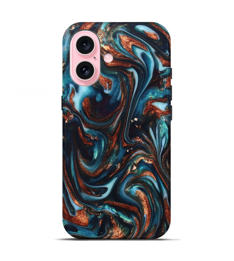 iPhone 17 ResinArt Live Edge Phone Case - Kaleb (Teal & Gold, 820741)