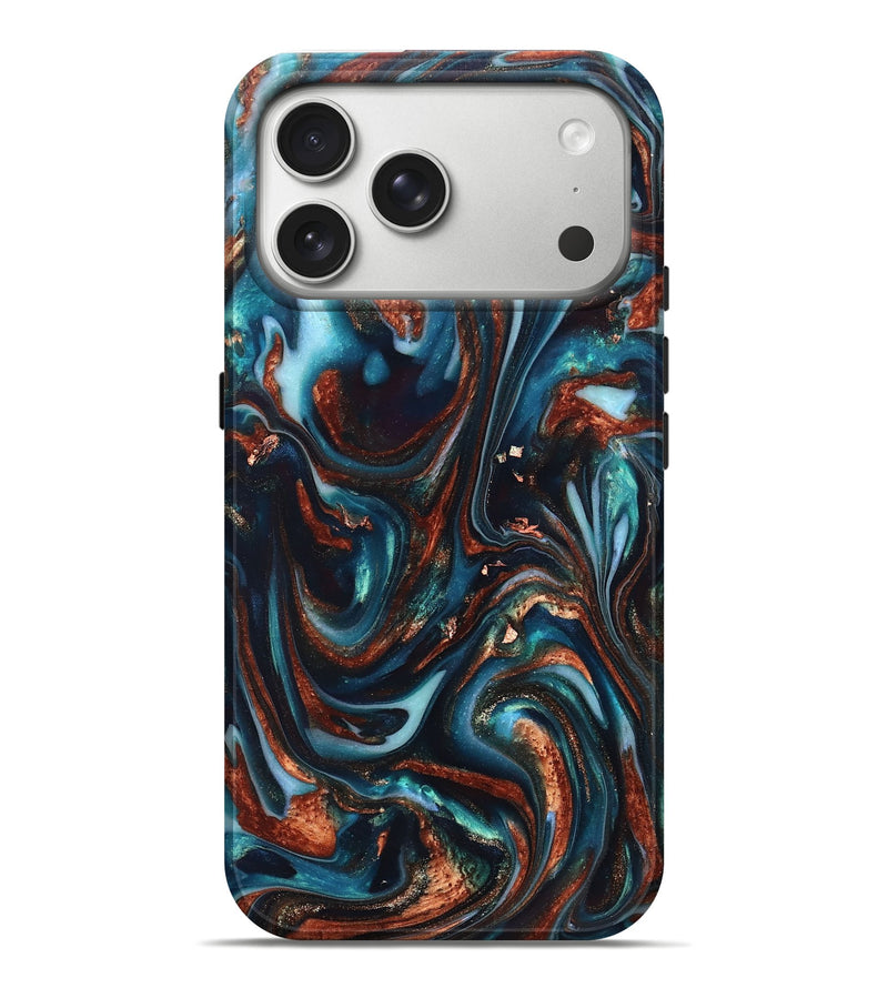iPhone 17 Pro Max ResinArt Live Edge Phone Case - Kaleb (Teal & Gold, 820741)