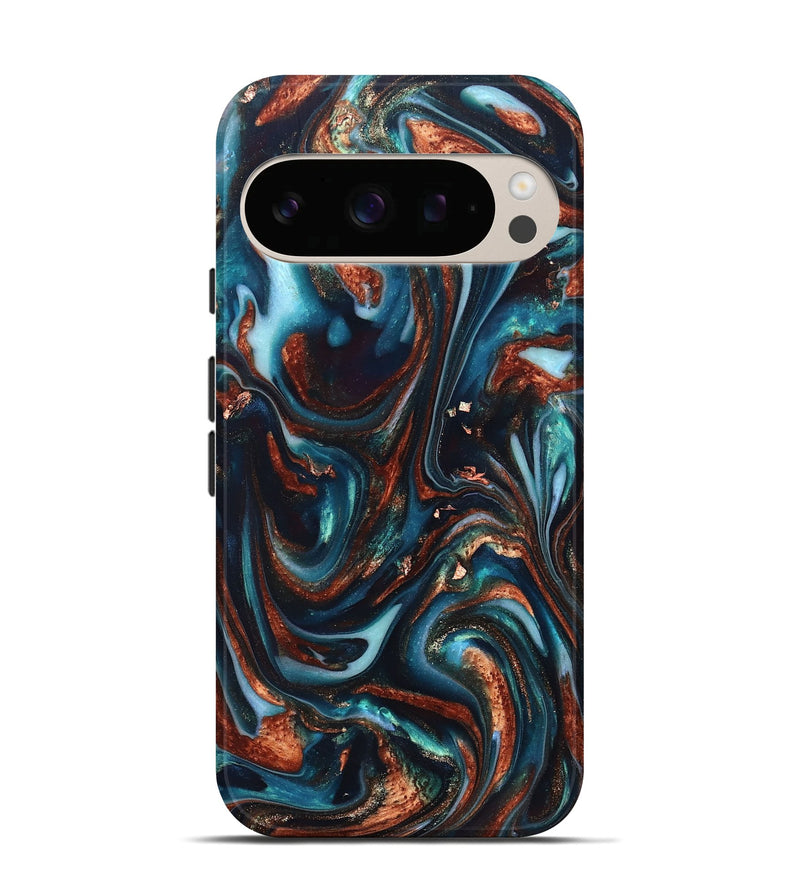 Pixel 10 ResinArt Live Edge Phone Case - Kaleb (Teal & Gold, 820741)