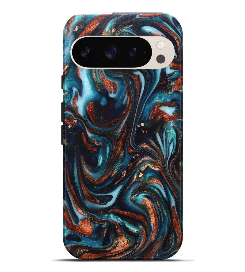 Pixel 9 Pro XL ResinArt Live Edge Phone Case - Kaleb (Teal & Gold, 820741)