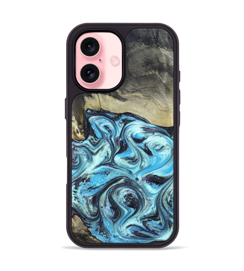 iPhone 16 Wood Phone Case - Ayan (Blue, 820748)