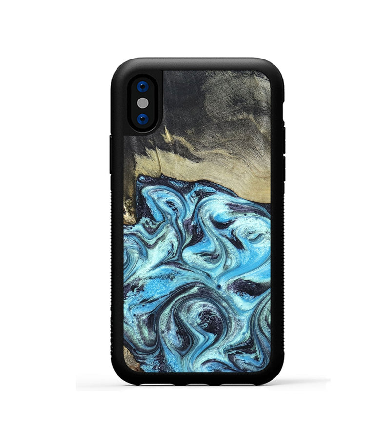 iPhone Xs Wood Phone Case - Ayan (Blue, 820748)