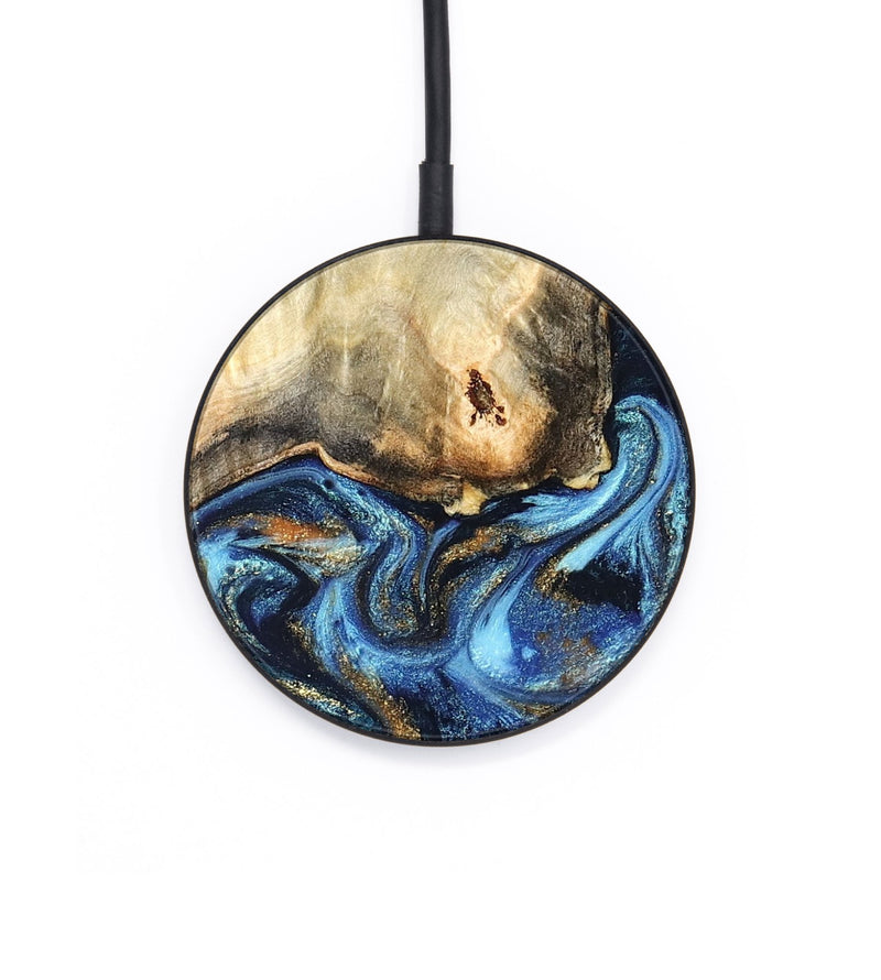 Circle Wood Wireless Charger - Lonnie (Teal & Gold, 820764)