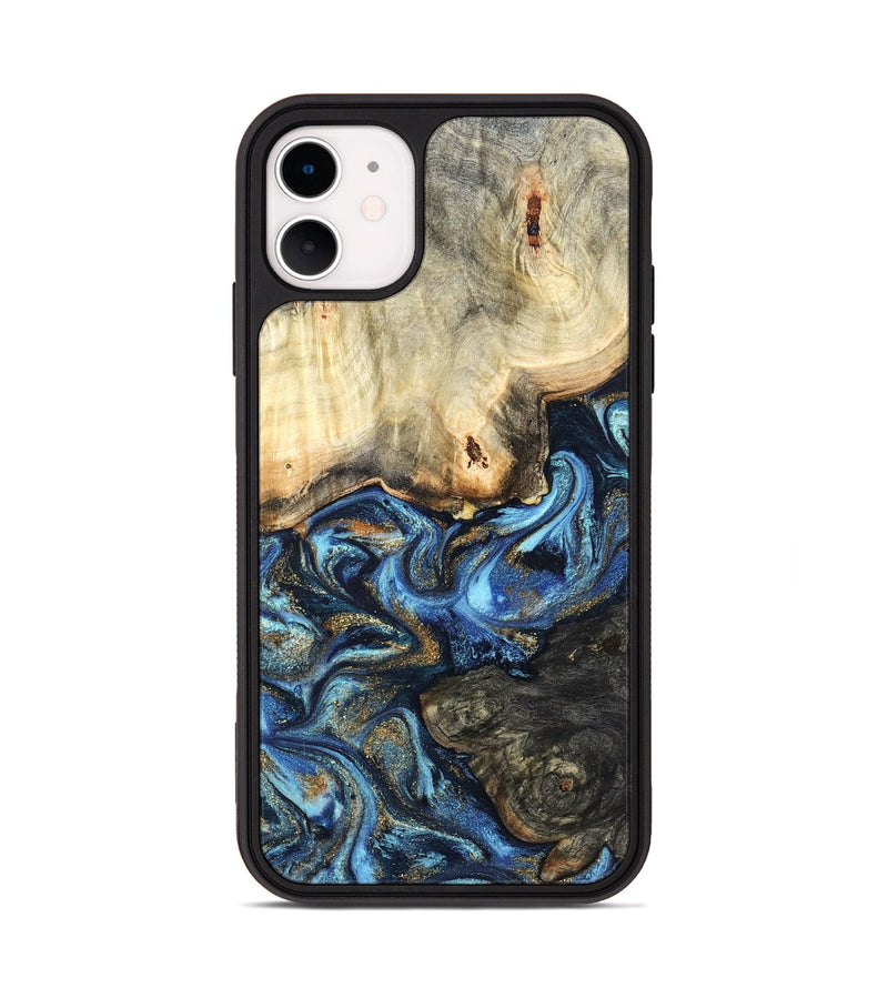 iPhone 11 Wood Phone Case - Lonnie (Teal & Gold, 820764)