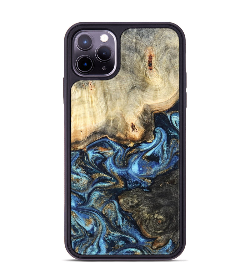 iPhone 11 Pro Max Wood Phone Case - Lonnie (Teal & Gold, 820764)
