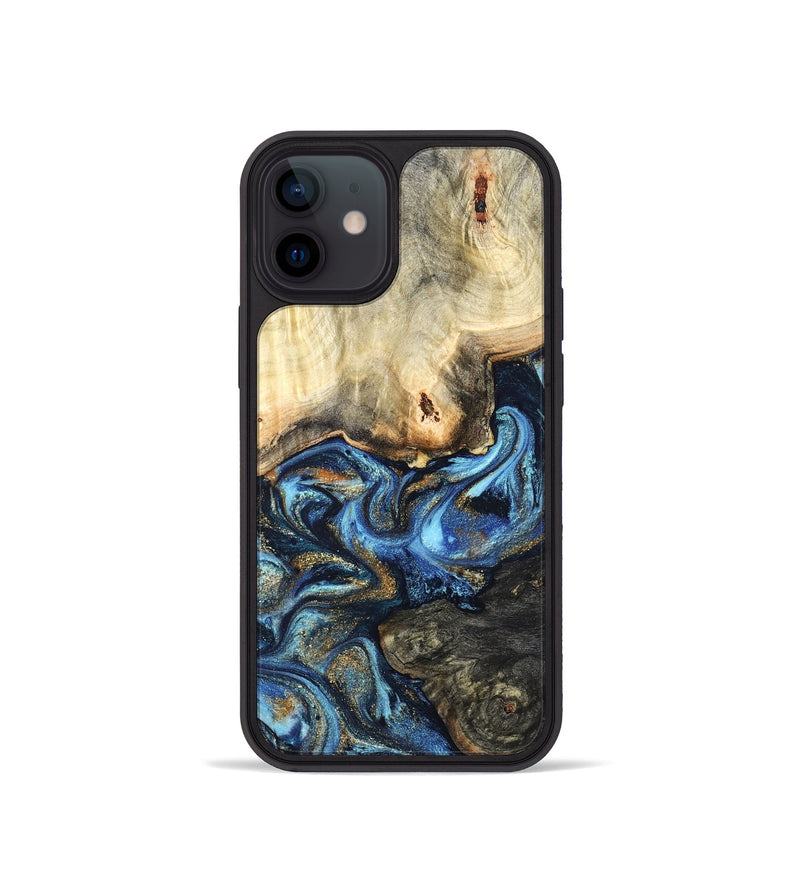iPhone 12 mini Wood Phone Case - Lonnie (Teal & Gold, 820764)