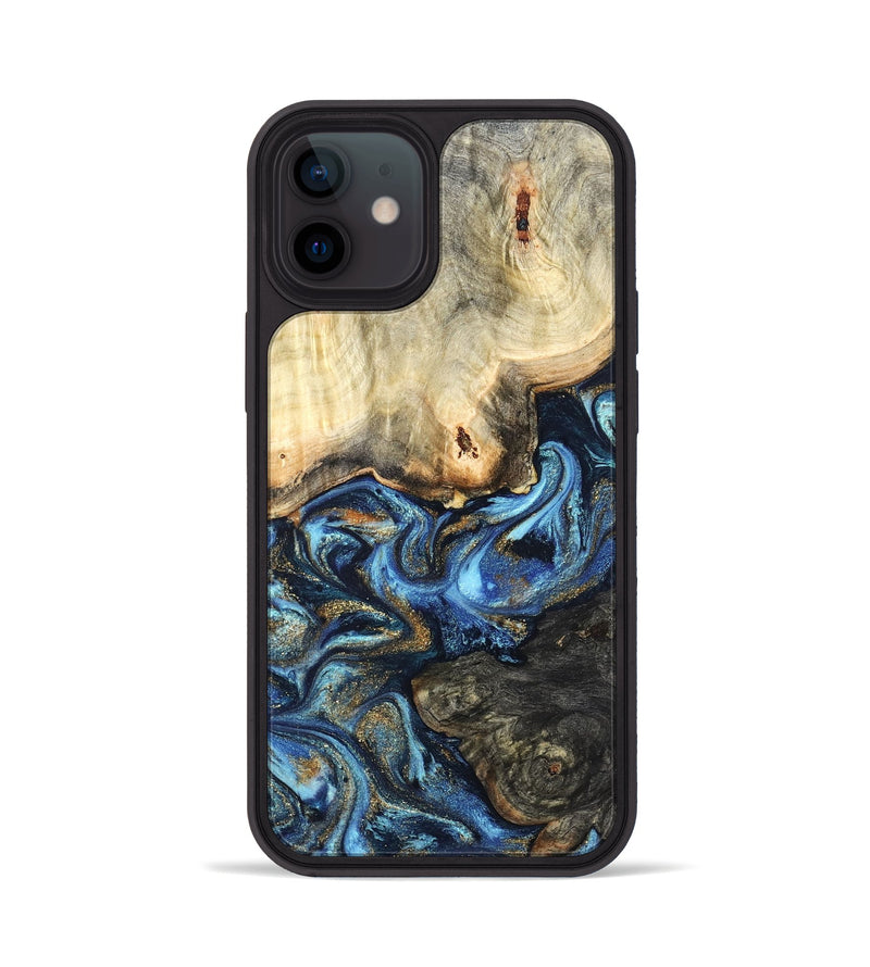 iPhone 12 Wood Phone Case - Lonnie (Teal & Gold, 820764)