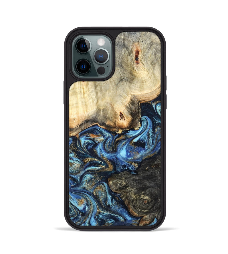 iPhone 12 Pro Wood Phone Case - Lonnie (Teal & Gold, 820764)