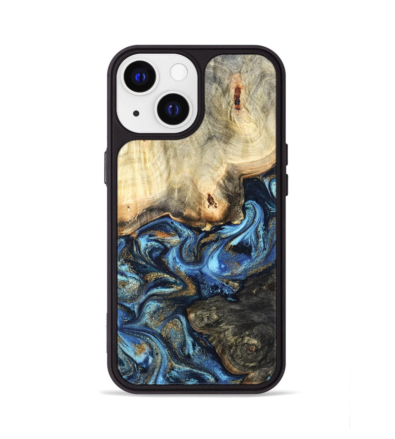 iPhone 13 Wood Phone Case - Lonnie (Teal & Gold, 820764)