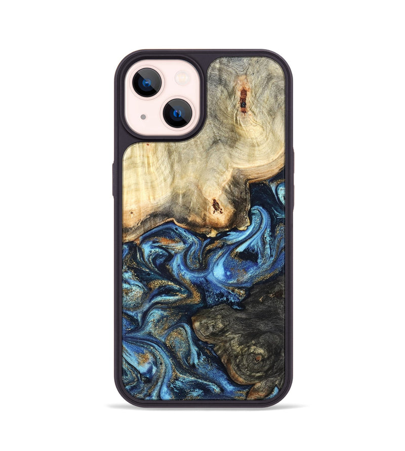iPhone 14 Wood Phone Case - Lonnie (Teal & Gold, 820764)
