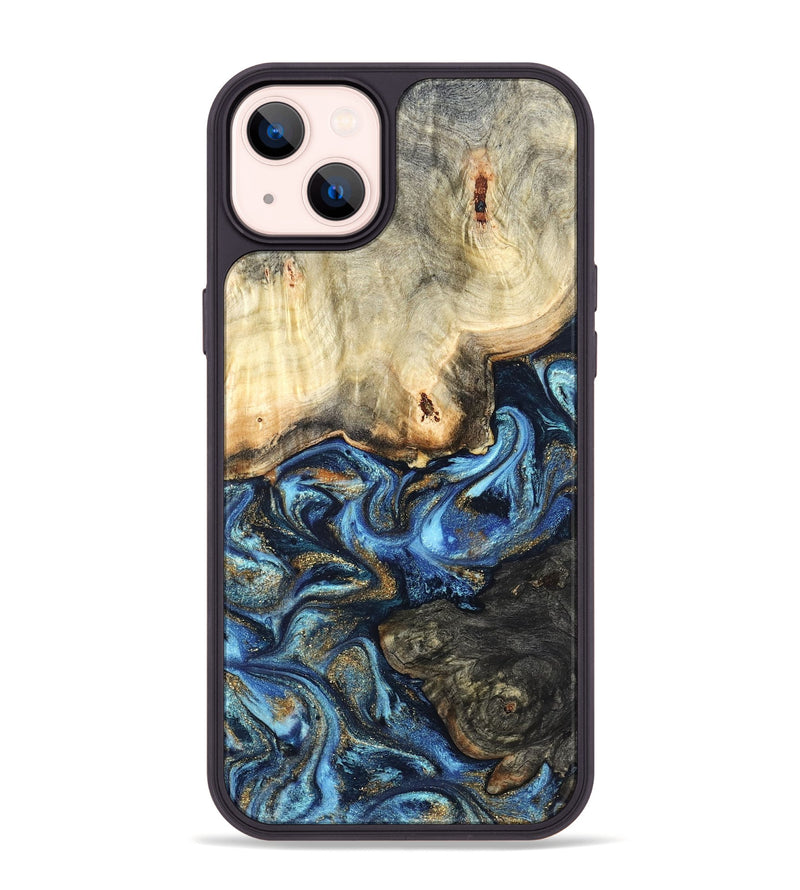 iPhone 14 Plus Wood Phone Case - Lonnie (Teal & Gold, 820764)