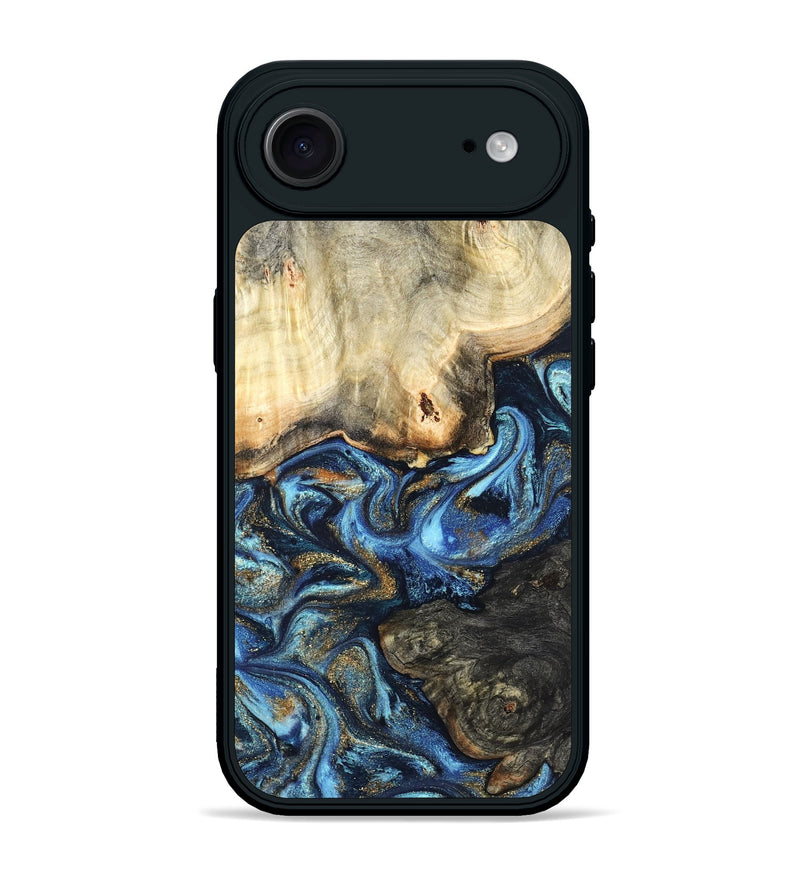 iPhone 17 Air Wood Phone Case - Lonnie (Teal & Gold, 820764)