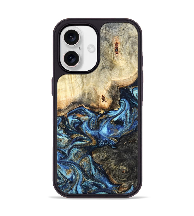 iPhone 17 Wood Phone Case - Lonnie (Teal & Gold, 820764)