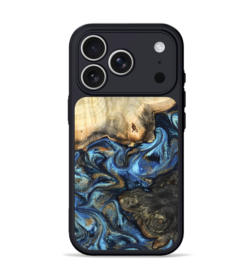 iPhone 17 Pro Wood Phone Case - Lonnie (Teal & Gold, 820764)