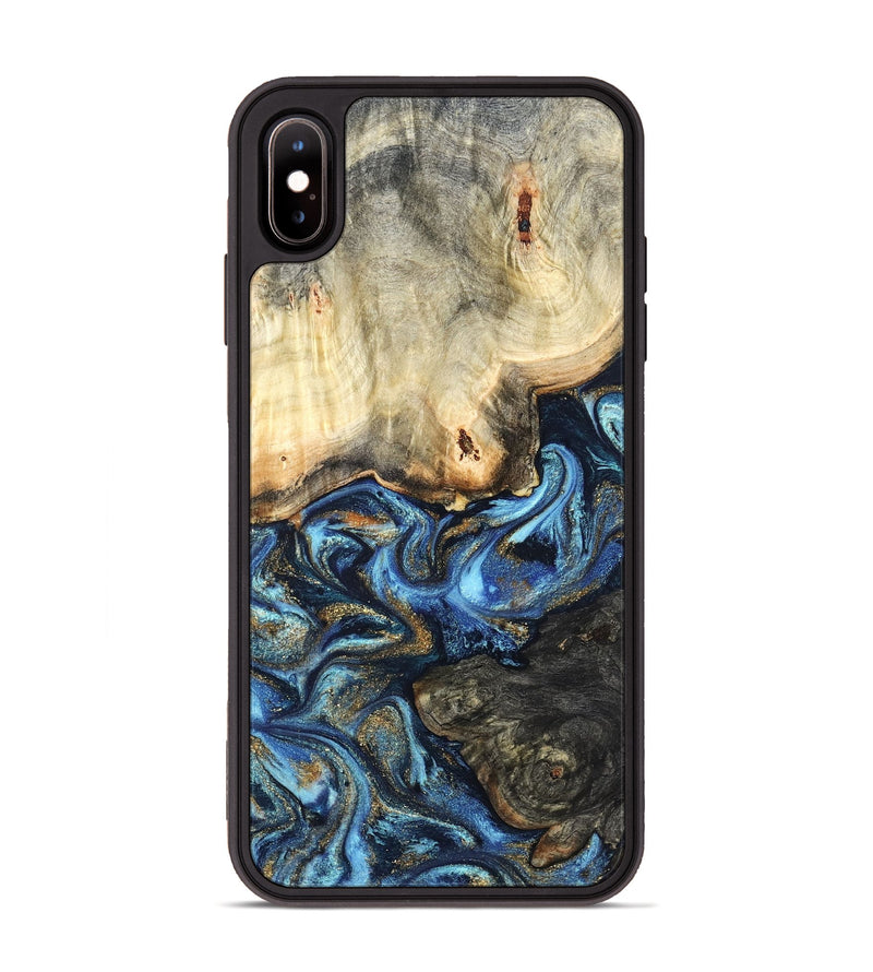 iPhone Xs Max Wood Phone Case - Lonnie (Teal & Gold, 820764)