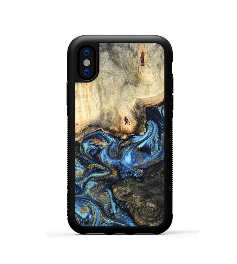 iPhone Xs Wood Phone Case - Lonnie (Teal & Gold, 820764)
