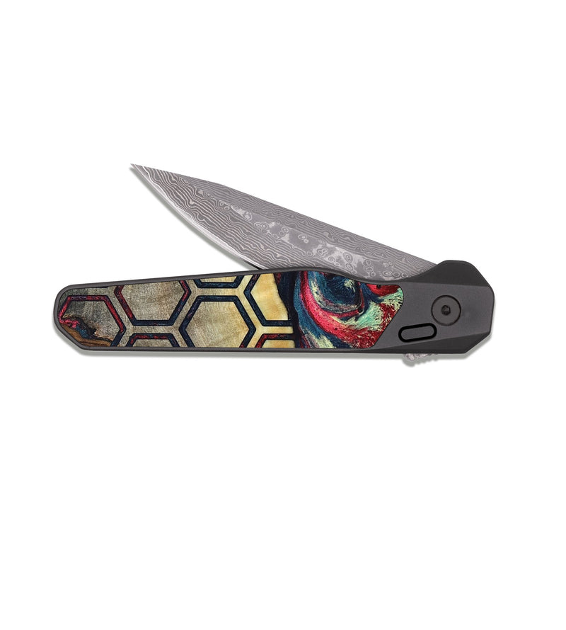 EDC Dark Damascus Wood Pocket Knife - Ashlee (Pattern, 820779)