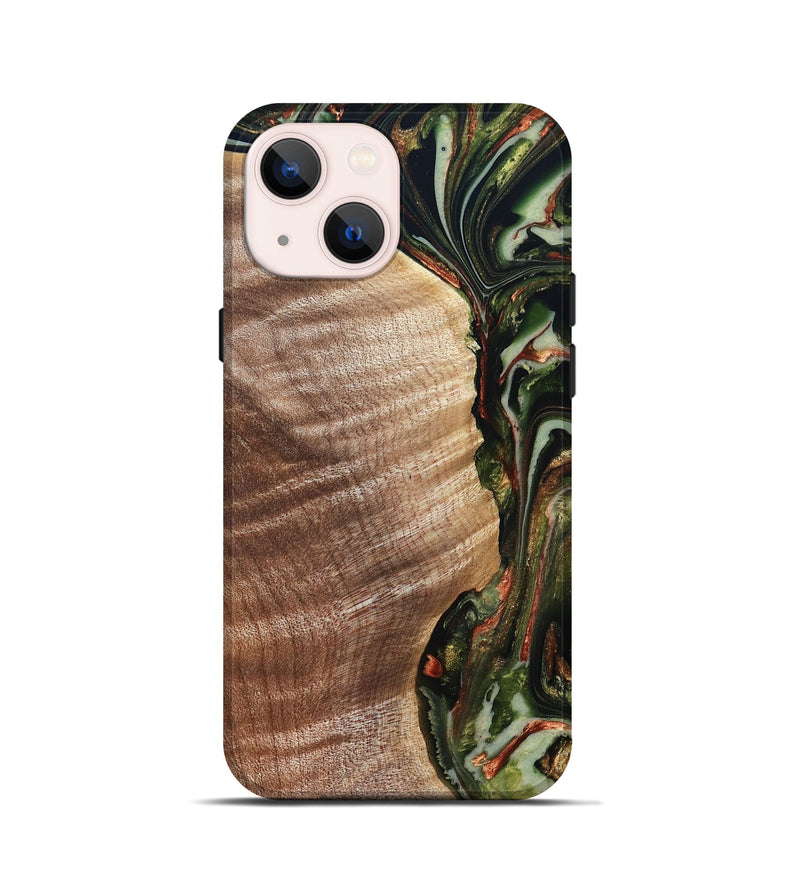 iPhone 13 mini Wood Live Edge Phone Case - Yoselin (Green, 820803)
