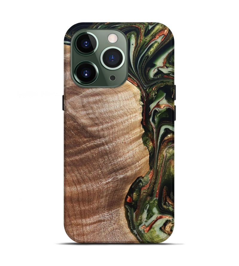 iPhone 13 Pro Wood Live Edge Phone Case - Yoselin (Green, 820803)