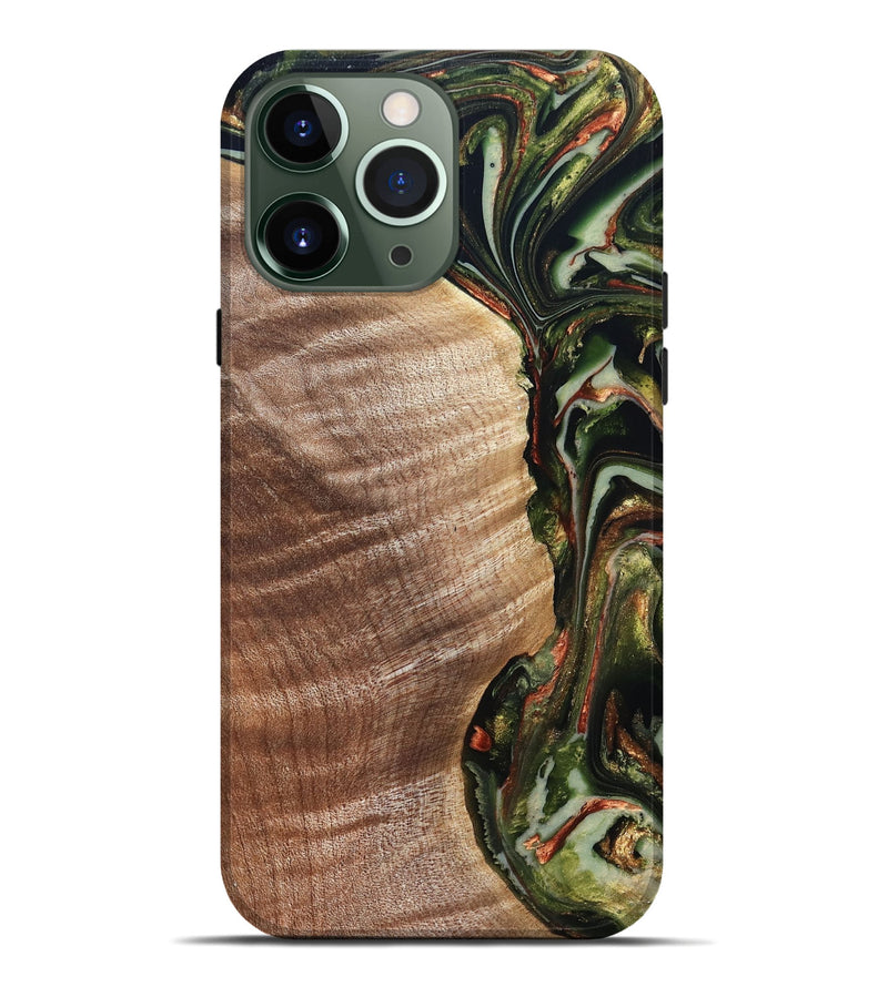 iPhone 13 Pro Max Wood Live Edge Phone Case - Yoselin (Green, 820803)