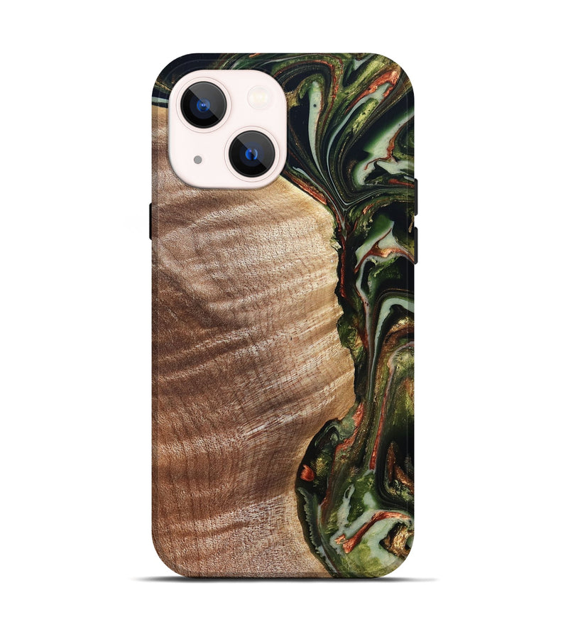 iPhone 14 Wood Live Edge Phone Case - Yoselin (Green, 820803)