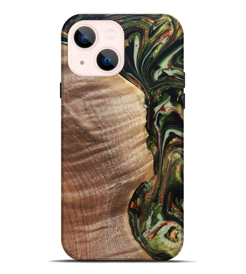 iPhone 14 Plus Wood Live Edge Phone Case - Yoselin (Green, 820803)