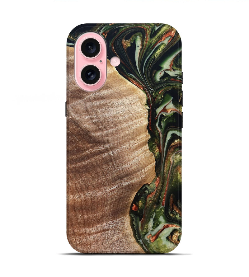 iPhone 16 Wood Live Edge Phone Case - Yoselin (Green, 820803)