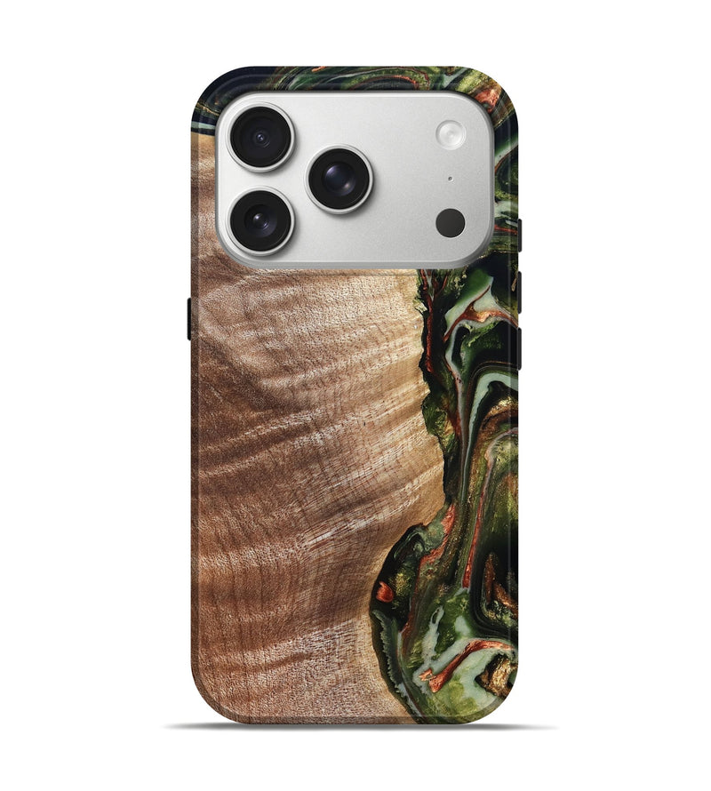 iPhone 17 Pro Wood Live Edge Phone Case - Yoselin (Green, 820803)