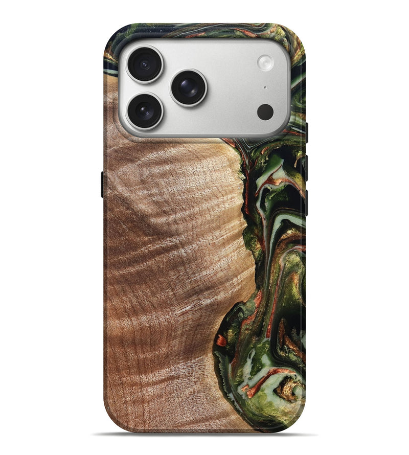 iPhone 17 Pro Max Wood Live Edge Phone Case - Yoselin (Green, 820803)