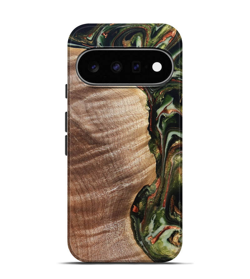 Pixel 11 Pro Wood Live Edge Phone Case - Yoselin (Green, 820803)