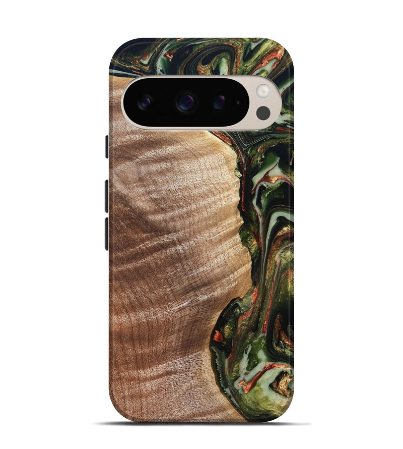 Pixel 9 Wood Live Edge Phone Case - Yoselin (Green, 820803)