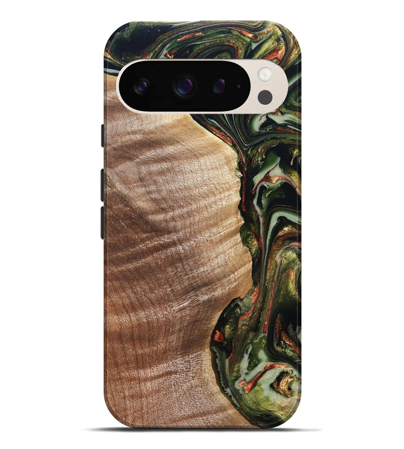 Pixel 9 Pro XL Wood Live Edge Phone Case - Yoselin (Green, 820803)
