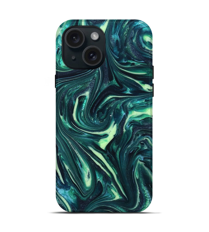 iPhone 15 ResinArt Live Edge Phone Case - Fabian (Green, 820804)