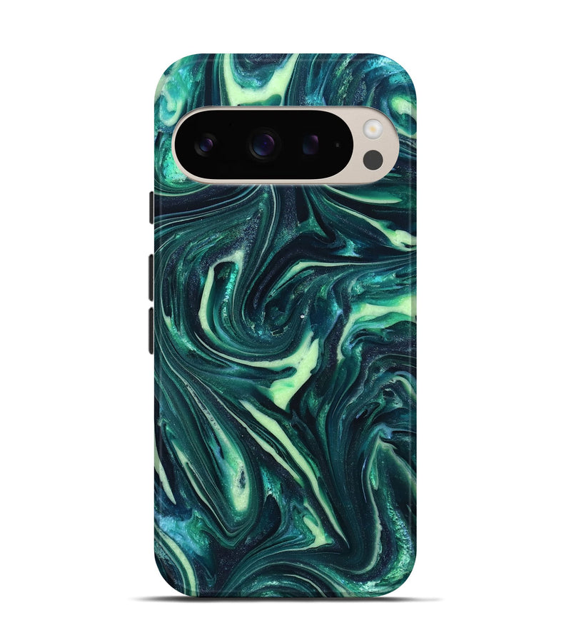 Pixel 9 ResinArt Live Edge Phone Case - Fabian (Green, 820804)