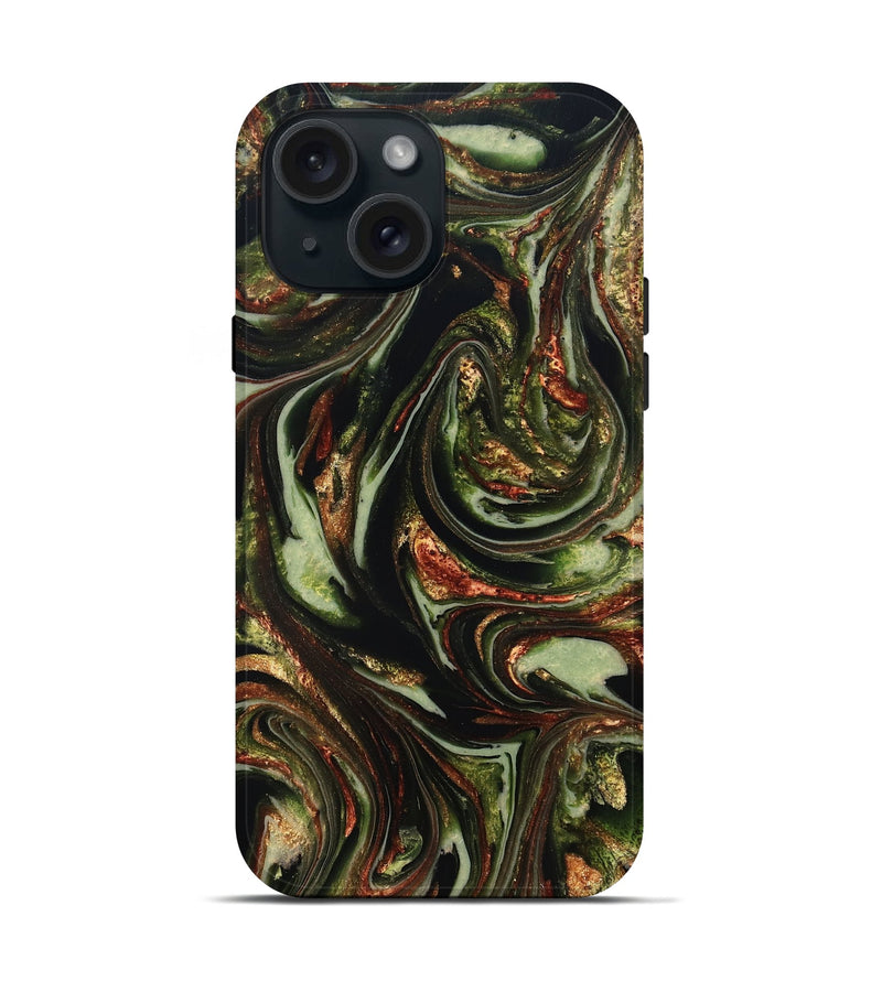 iPhone 15 ResinArt Live Edge Phone Case - Brandee (Green, 820805)