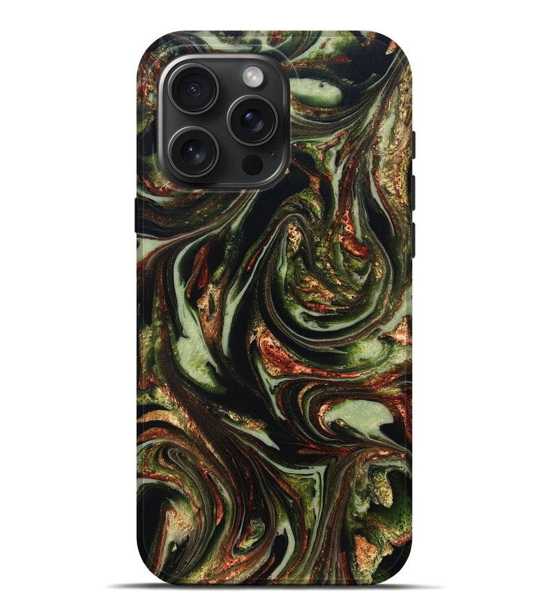 iPhone 16 Pro Max ResinArt Live Edge Phone Case - Brandee (Green, 820805)