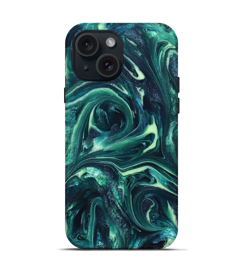 iPhone 15 ResinArt Live Edge Phone Case - Dimitri (Green, 820808)