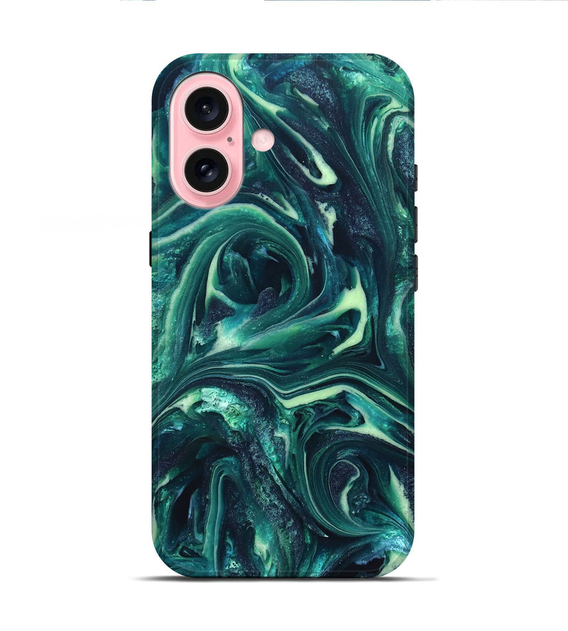 iPhone 16 ResinArt Live Edge Phone Case - Dimitri (Green, 820808)