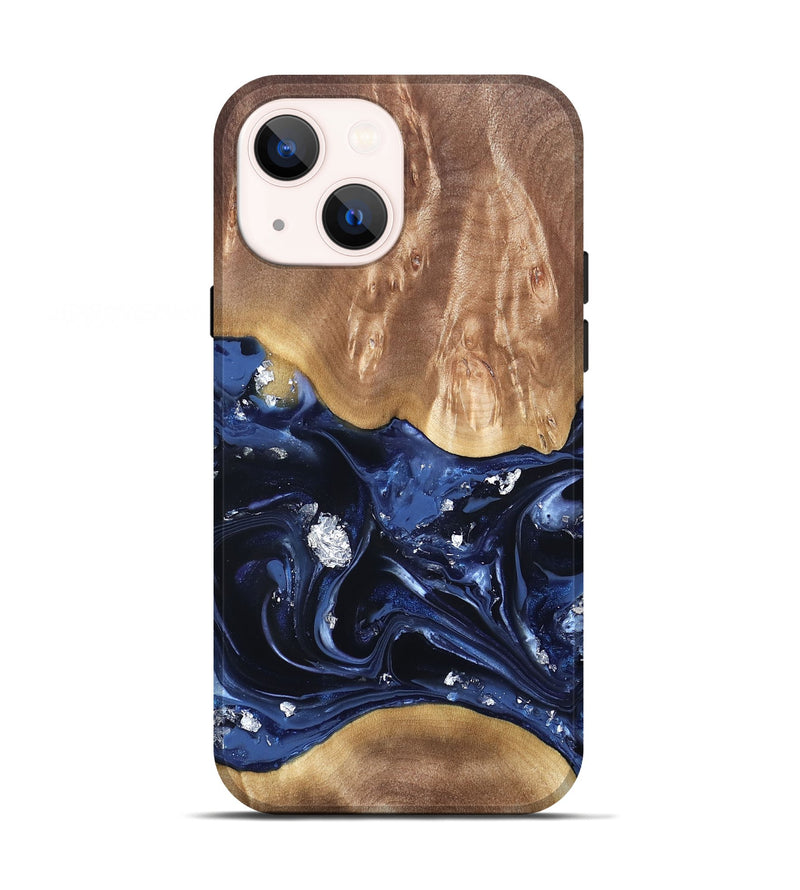 iPhone 13 Wood Live Edge Phone Case - Cortney (Blue, 820809)
