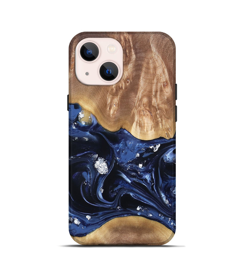 iPhone 13 mini Wood Live Edge Phone Case - Cortney (Blue, 820809)