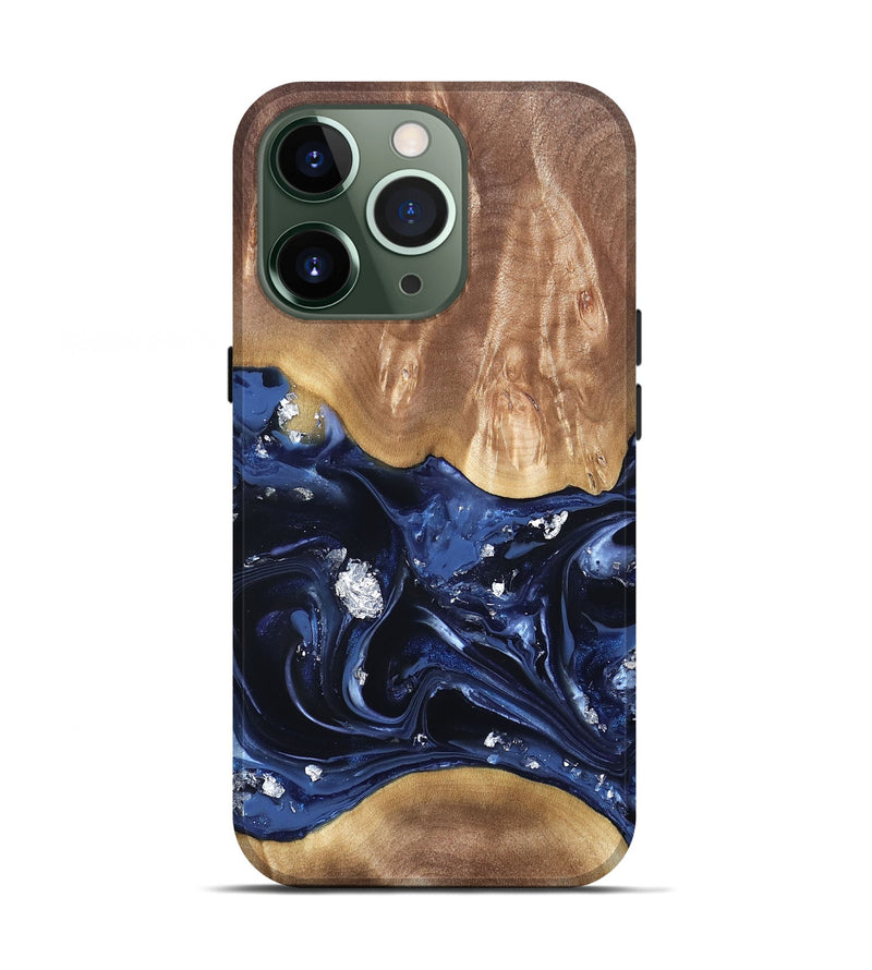 iPhone 13 Pro Wood Live Edge Phone Case - Cortney (Blue, 820809)
