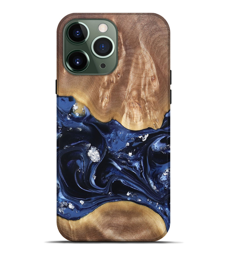 iPhone 13 Pro Max Wood Live Edge Phone Case - Cortney (Blue, 820809)