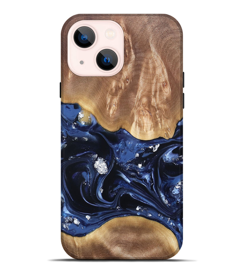 iPhone 14 Plus Wood Live Edge Phone Case - Cortney (Blue, 820809)