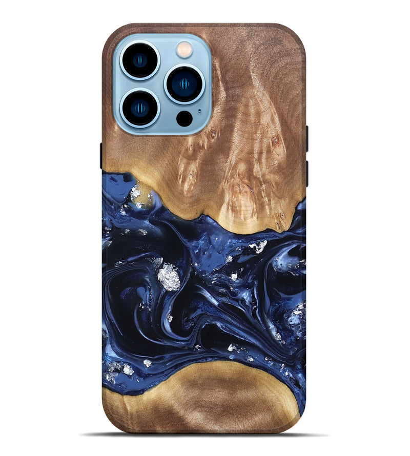 iPhone 14 Pro Max Wood Live Edge Phone Case - Cortney (Blue, 820809)
